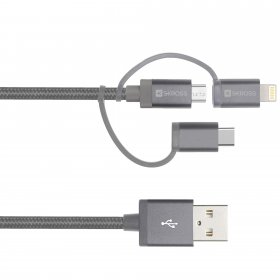 SKROSS 3IN1 CABLE 1,2M (MICRO USB / USB-C / LIGHNING)