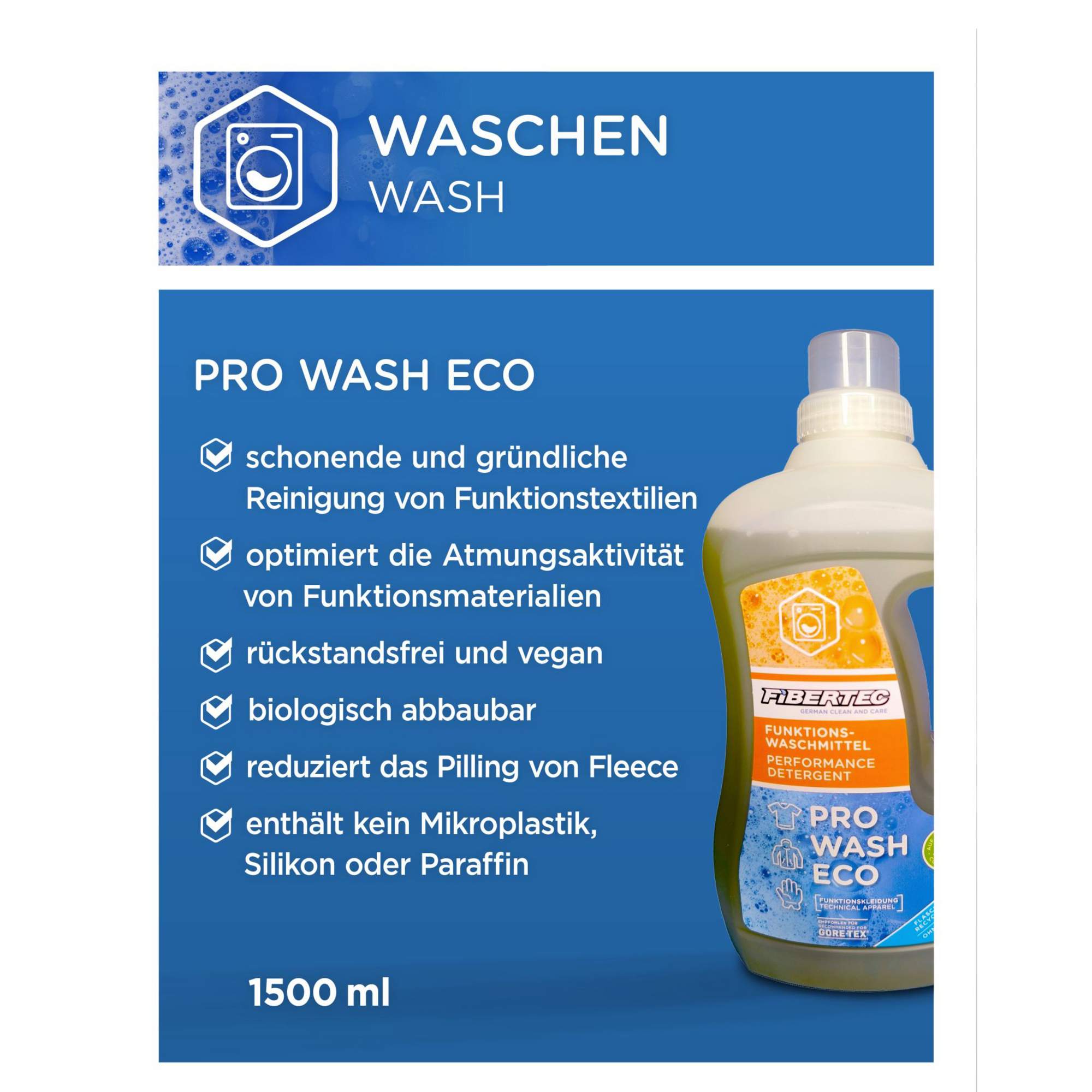 Fibertec PRO WASH ECO FLASCHE - Waschmittel