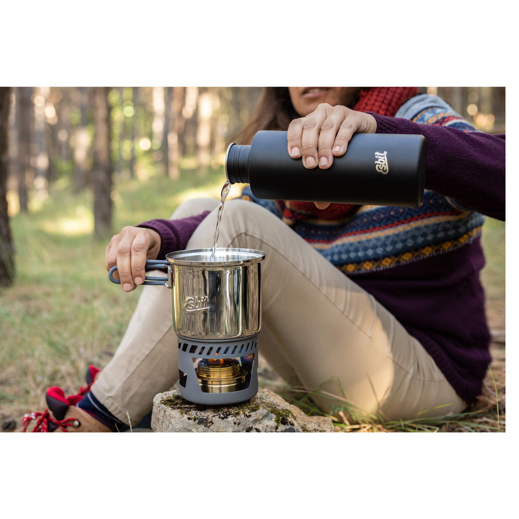 Esbit COOKSET WITH ALCOHOL BURNER, 985ML, STAINLESS STEEL - Spirituskocher