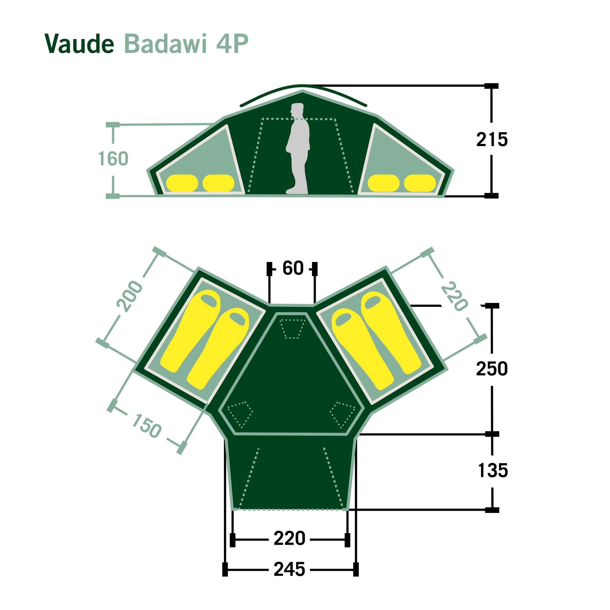 Vaude BADAWI 4P Unisex - Familienzelt