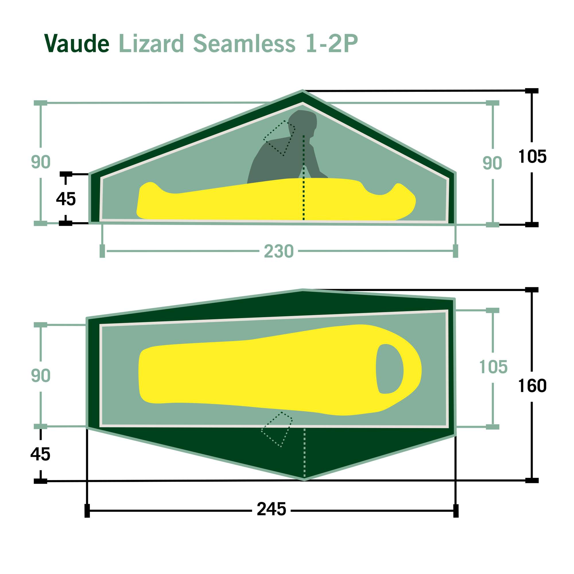 Vaude LIZARD SEAMLESS 1-2P - Einpersonenzelt