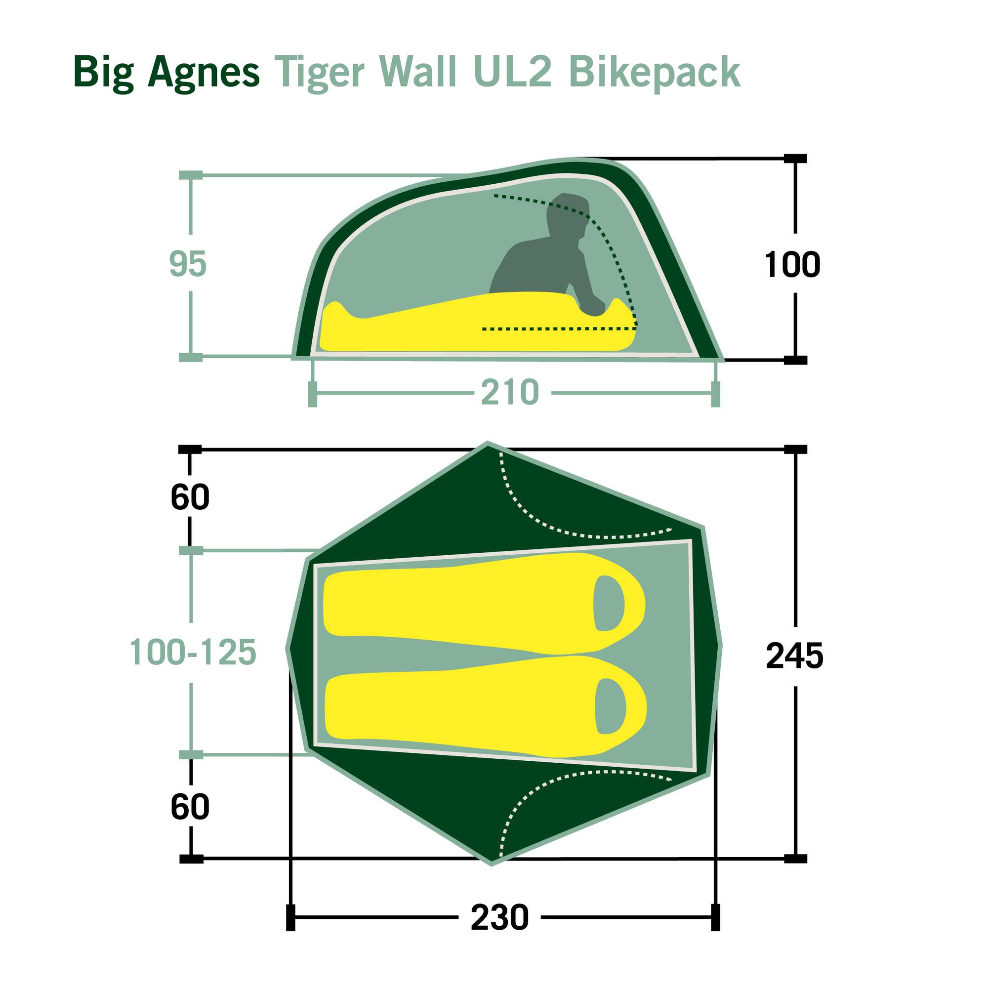 Big Agnes TIGER WALL UL2 BIKEPACK SOLUTION DYE - Kuppelzelt Big Agnes TIGER WALL UL2 BIKEPACK SOLUTION DYE - Kuppelzelt
