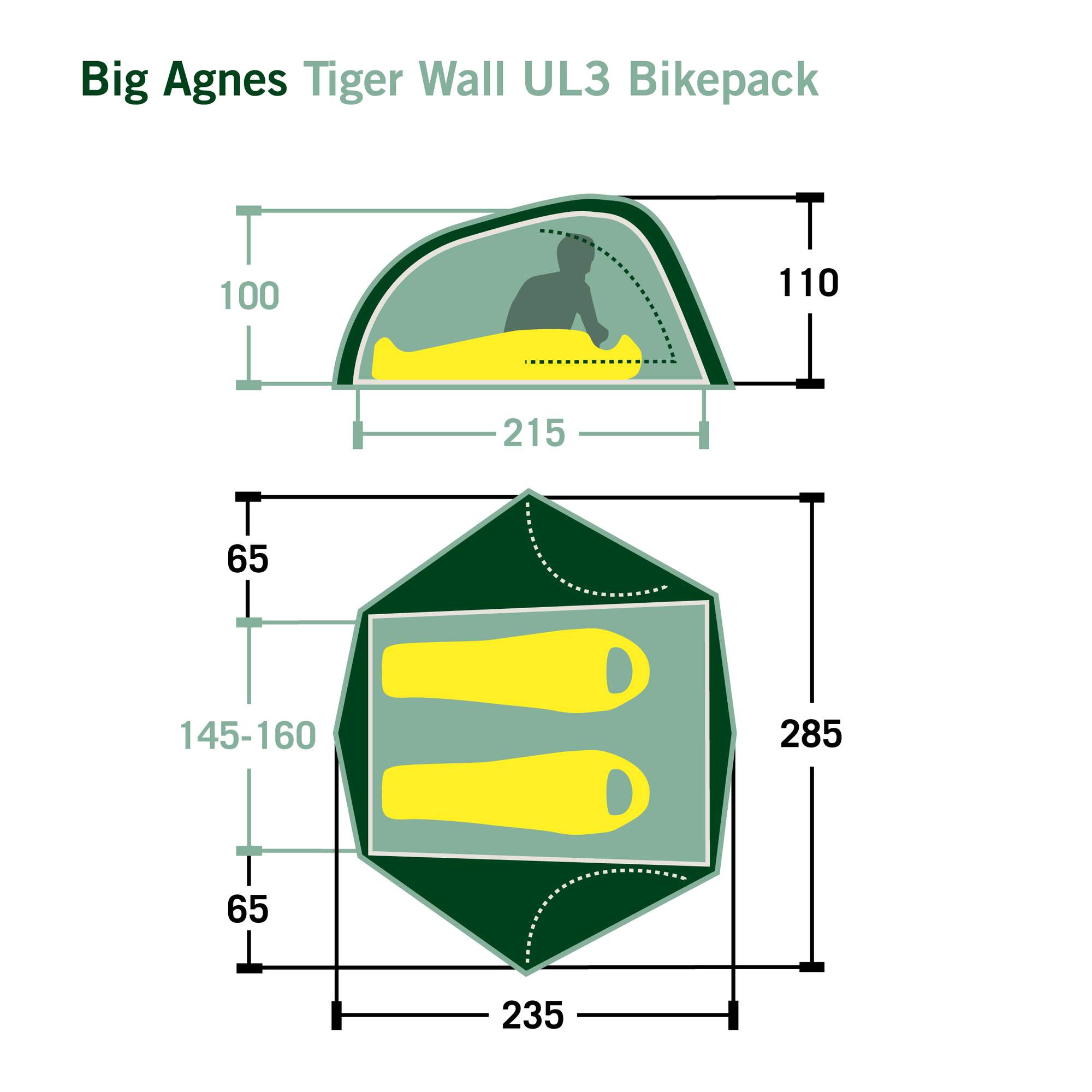 Big Agnes TIGER WALL UL3 BIKEPACK SOLUTION DYE - Kuppelzelt