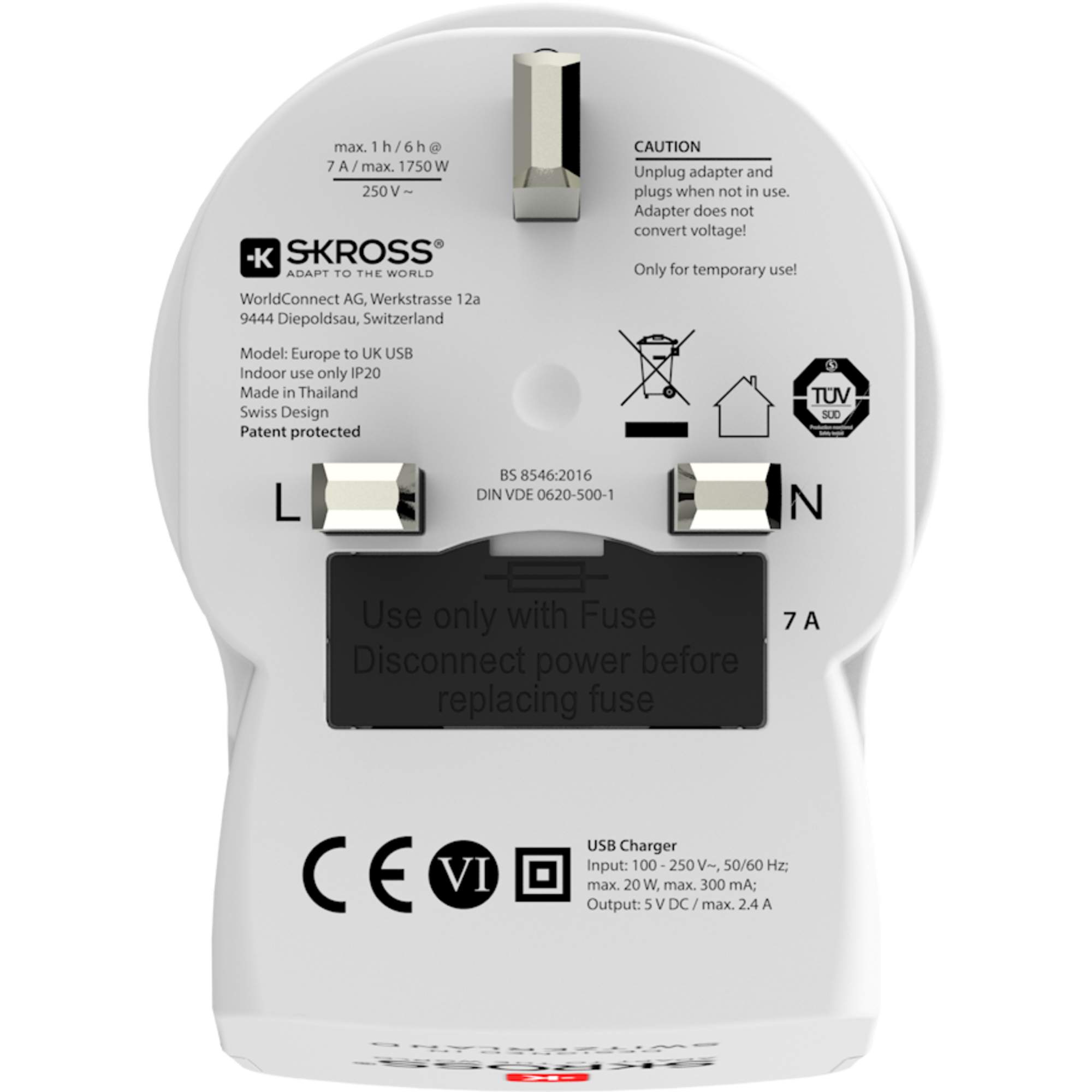 SKROSS EUROPE TO UK USB - Reisestecker