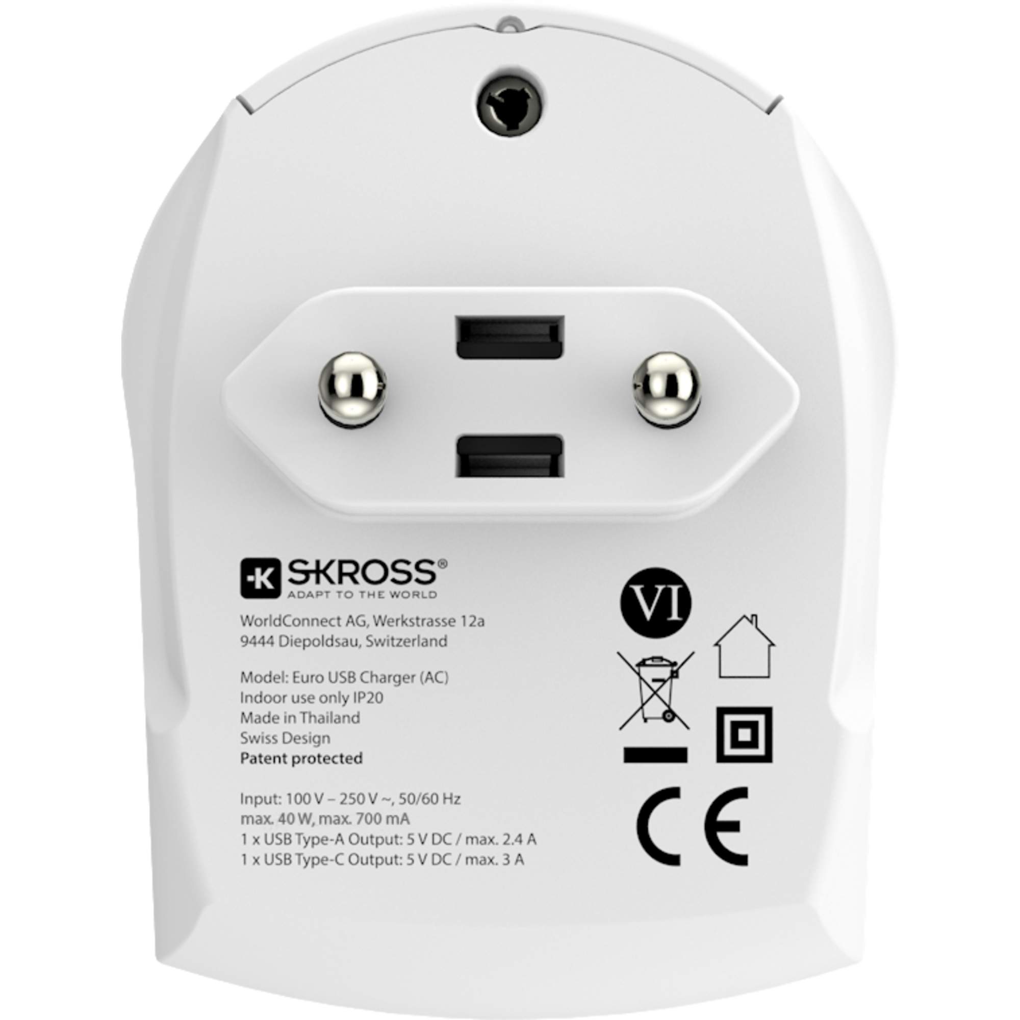 SKROSS EURO USB CHARGER A/C - Reisestecker