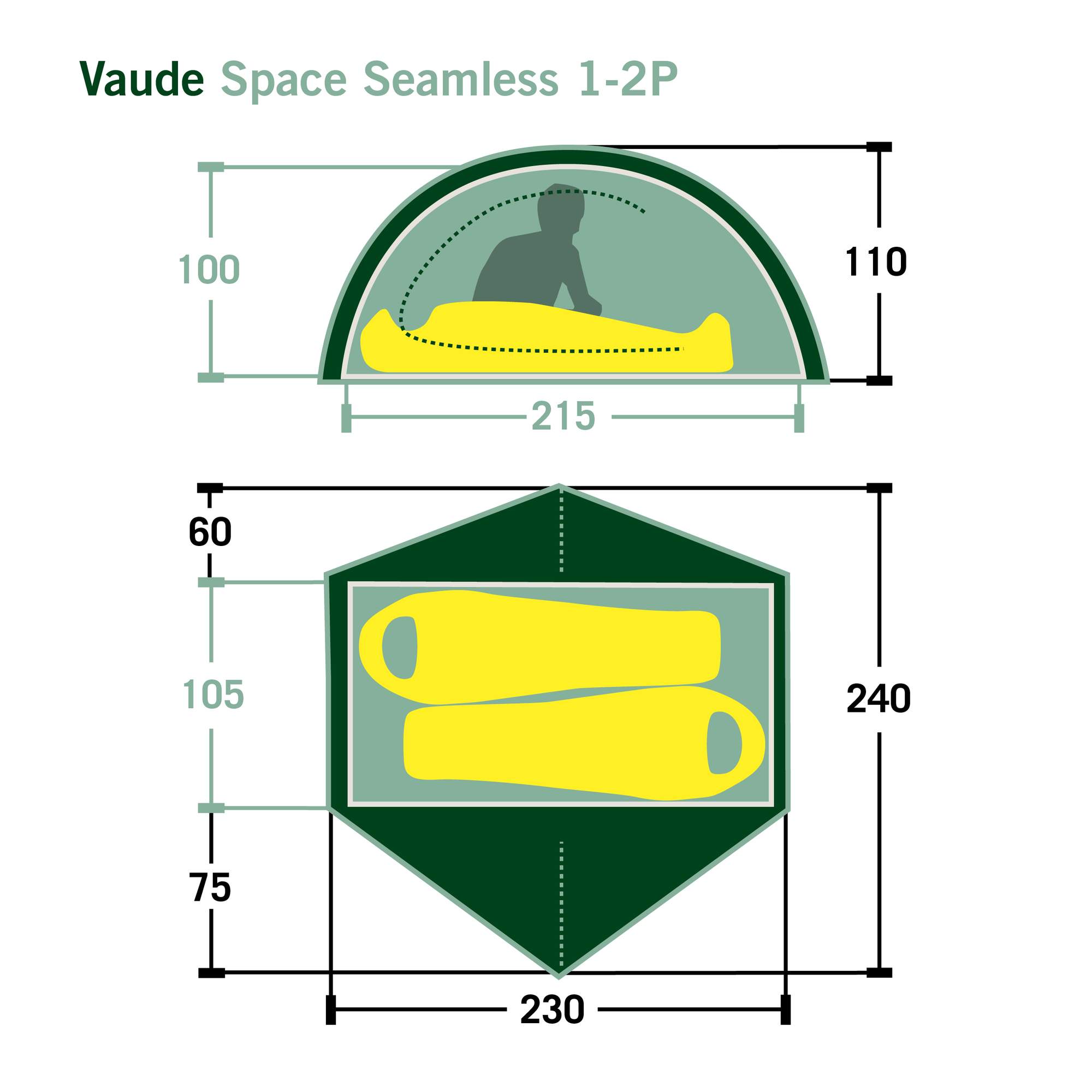 Vaude SPACE SEAMLESS 1-2P - Kuppelzelt Vaude SPACE SEAMLESS 1-2P - Kuppelzelt