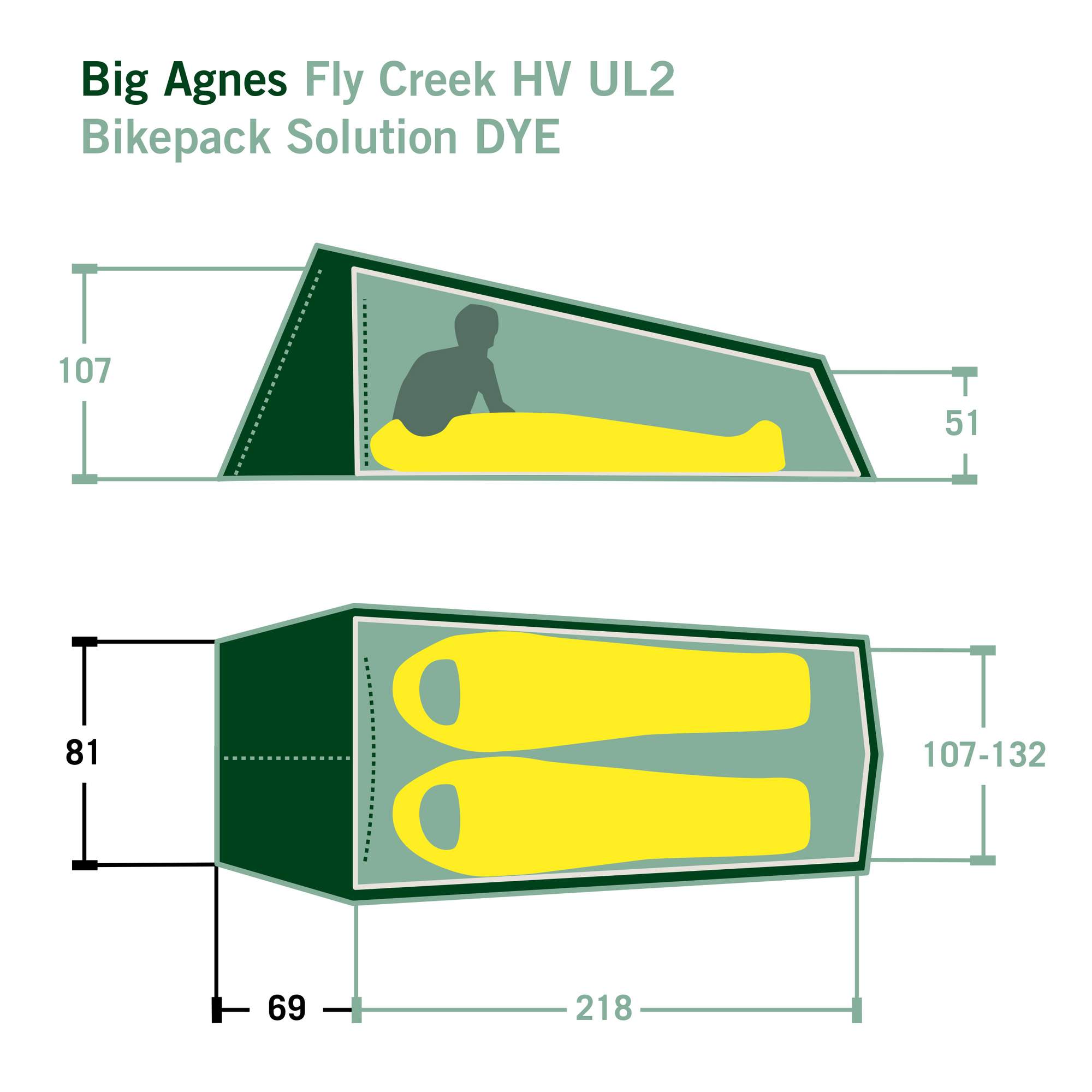 Big Agnes FLY CREEK HV UL2 BIKEPACK SOLUTION DYE - Kuppelzelt