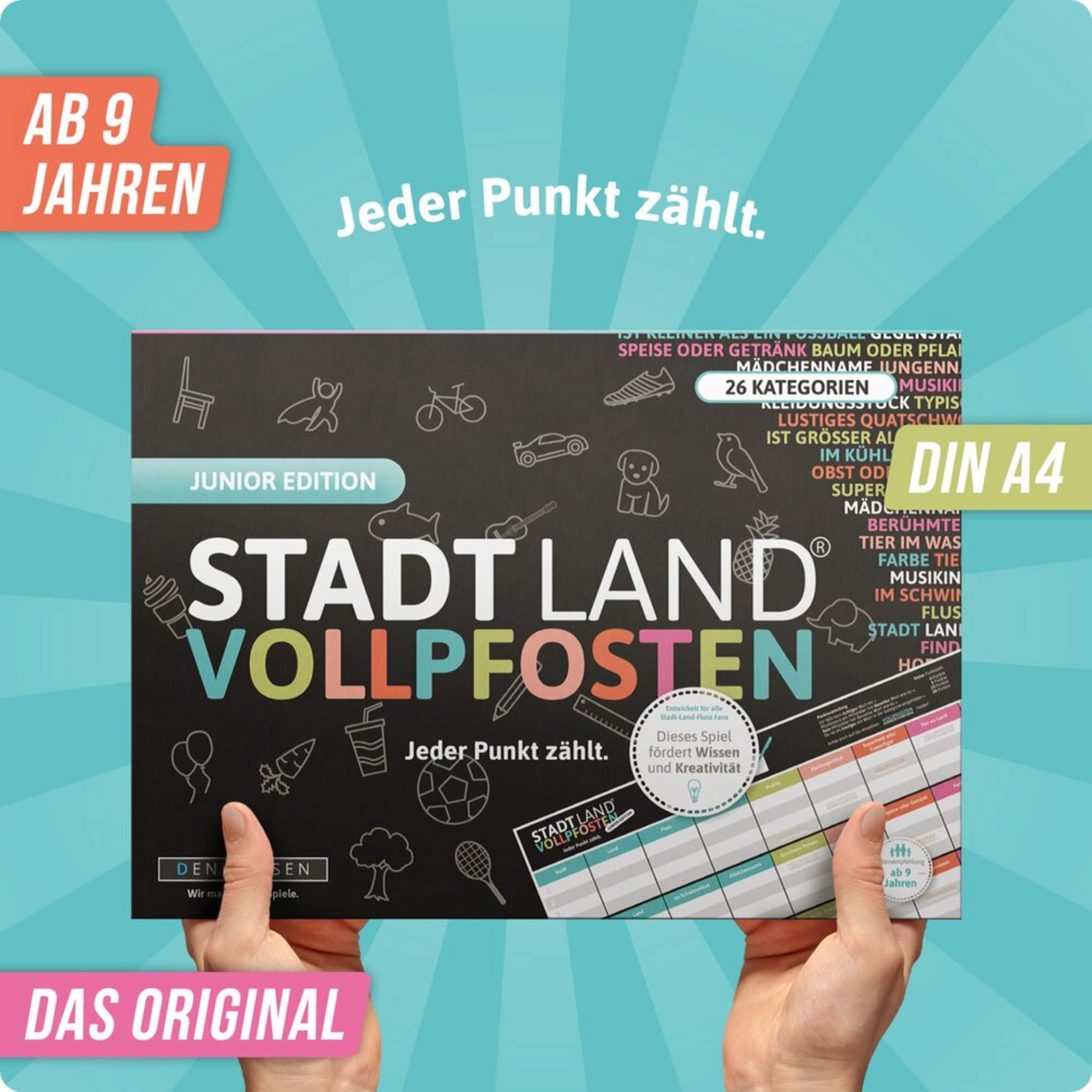 Denkriesen STADT LAND VOLLPFOSTEN - JUNIOR EDITION \'JEDER PUNKT ZÄHLT.\' - Reisespiel Denkriesen STADT LAND VOLLPFOSTEN - JUNIOR EDITION \'JEDER PUNKT ZÄHLT.\' - Reisespiel