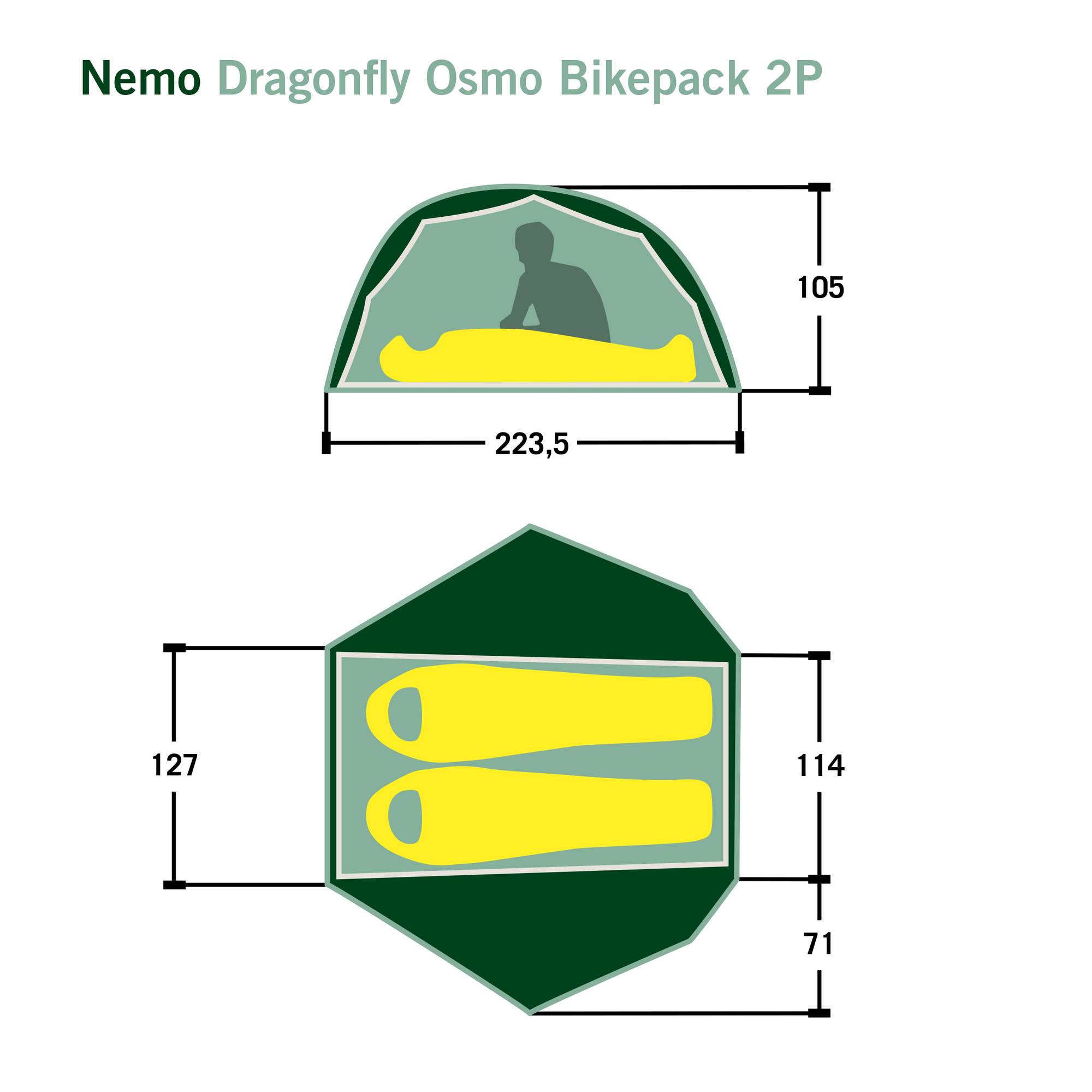 Nemo DRAGONFLY OSMO BIKEPACK 2P - Kuppelzelt