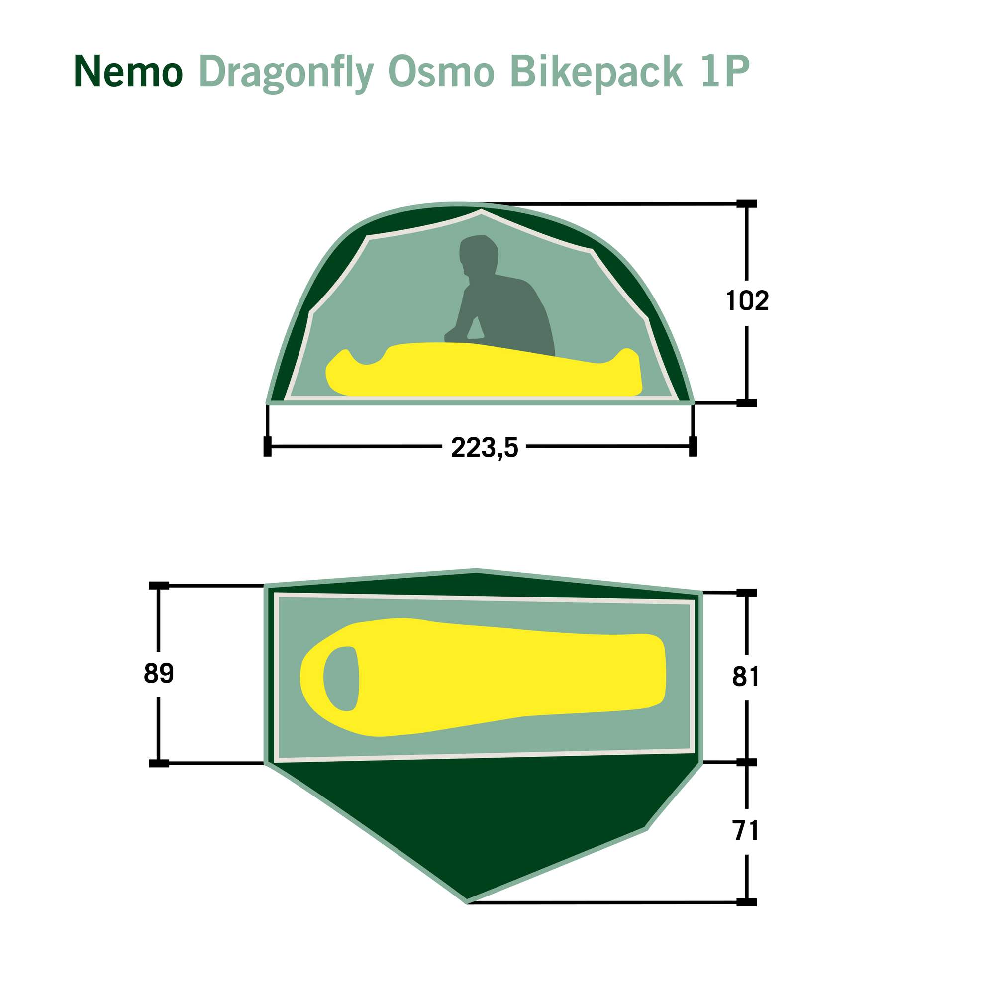 Nemo DRAGONFLY OSMO BIKEPACK 1P - Kuppelzelt Nemo DRAGONFLY OSMO BIKEPACK 1P - Kuppelzelt