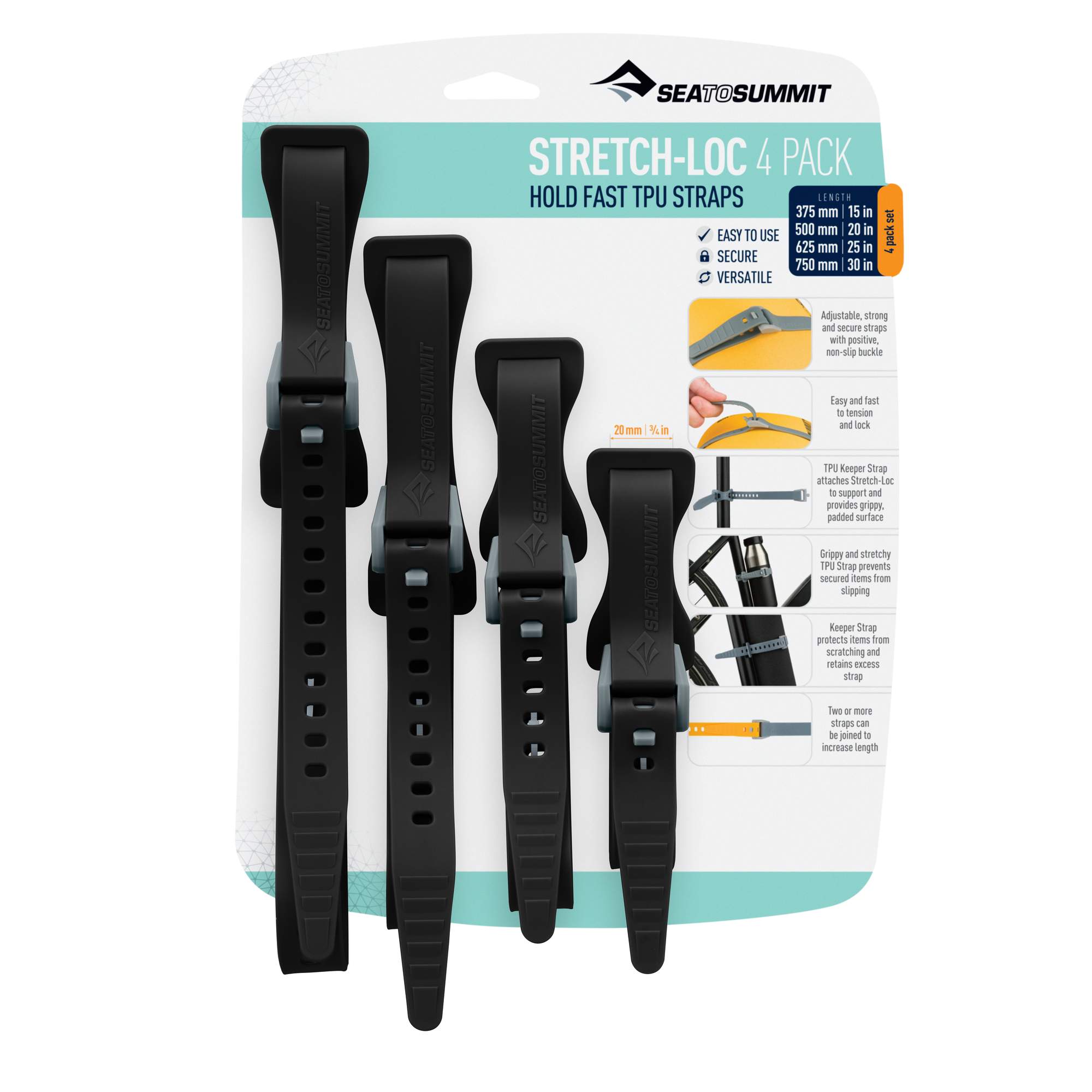 Sea to Summit STRETCH-LOC SET - ALL SIZES 20MM 4 PACK - Spanngurt
