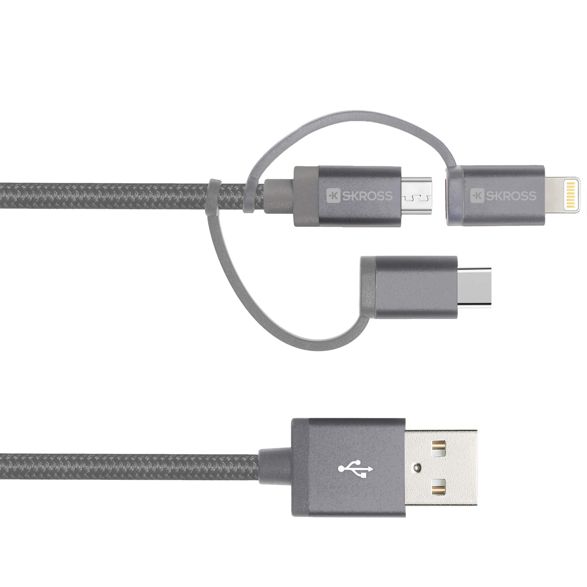 SKROSS 3IN1 CABLE 1,2M (MICRO USB / USB-C / LIGHNING)