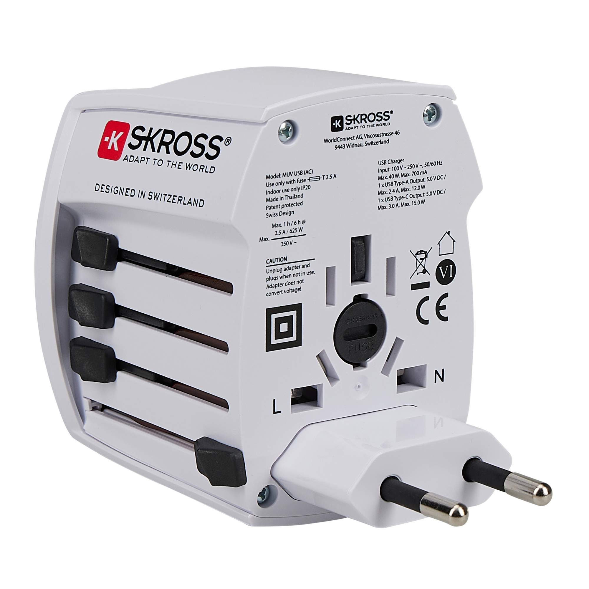 SKROSS MUV USB (AC) - Reisestecker