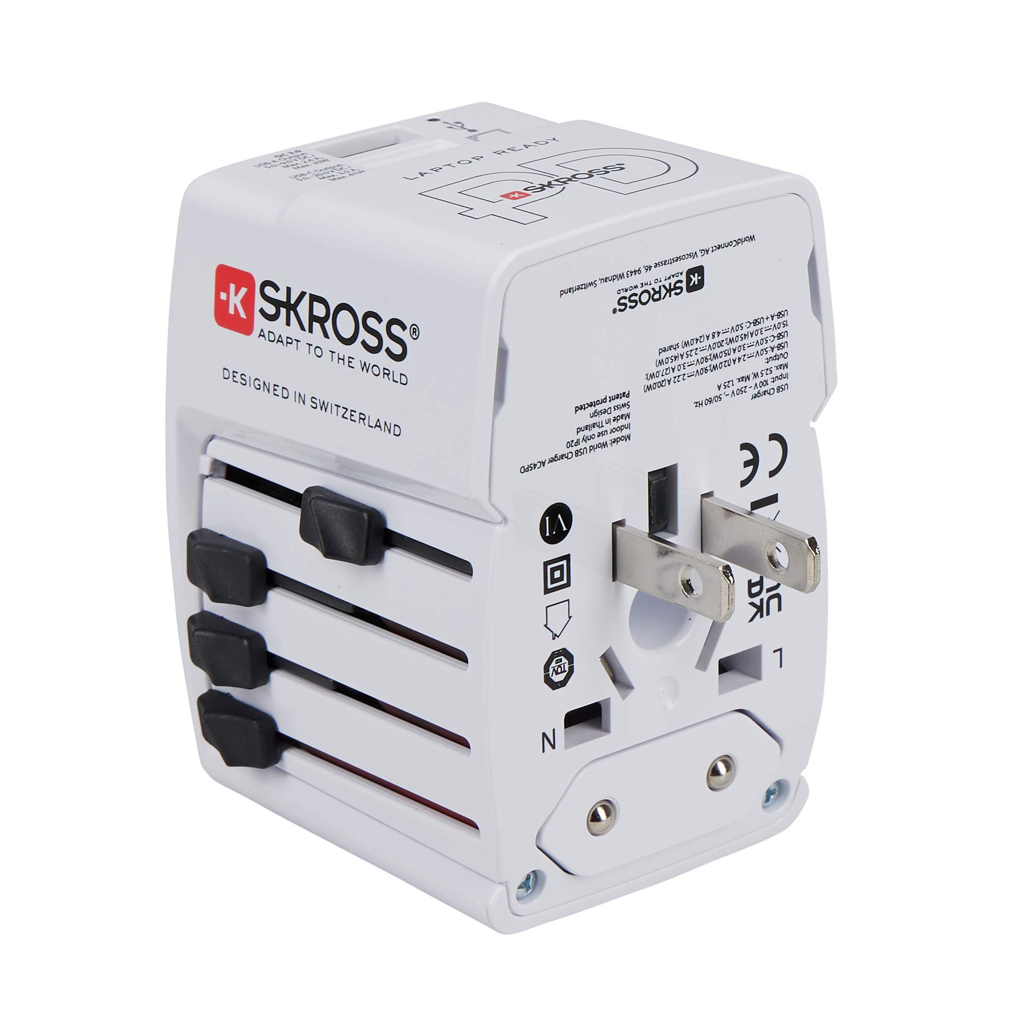 SKROSS WORLD USB CHARGER AC45PD WITH USB-C CABLE - Reisestecker