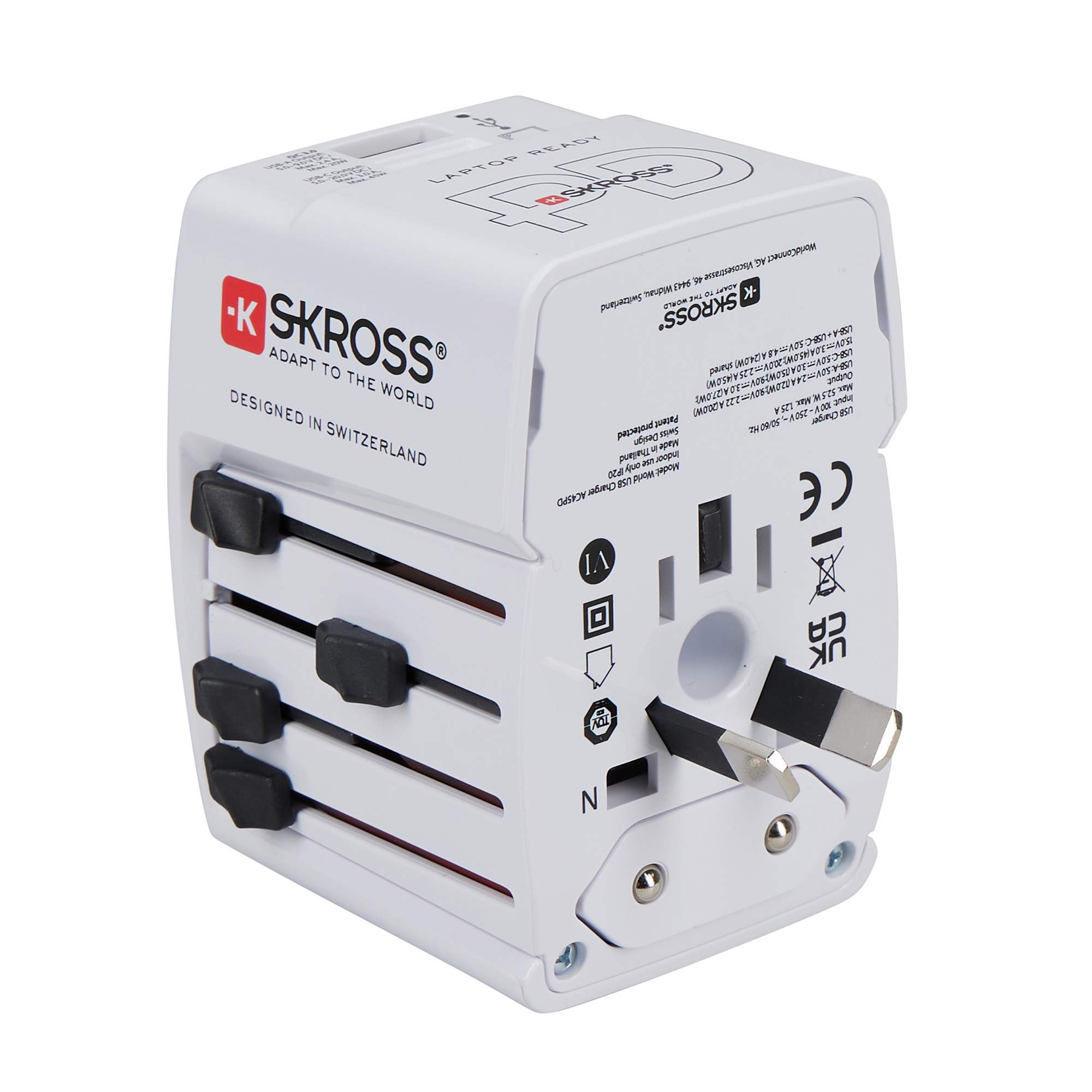 SKROSS WORLD USB CHARGER AC45PD WITH USB-C CABLE - Reisestecker