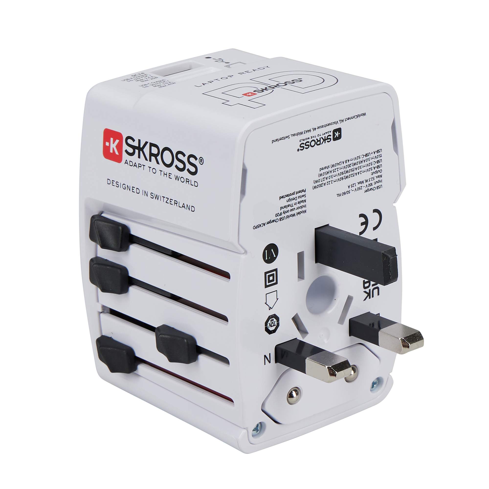 SKROSS WORLD USB CHARGER AC45PD WITH USB-C CABLE - Reisestecker