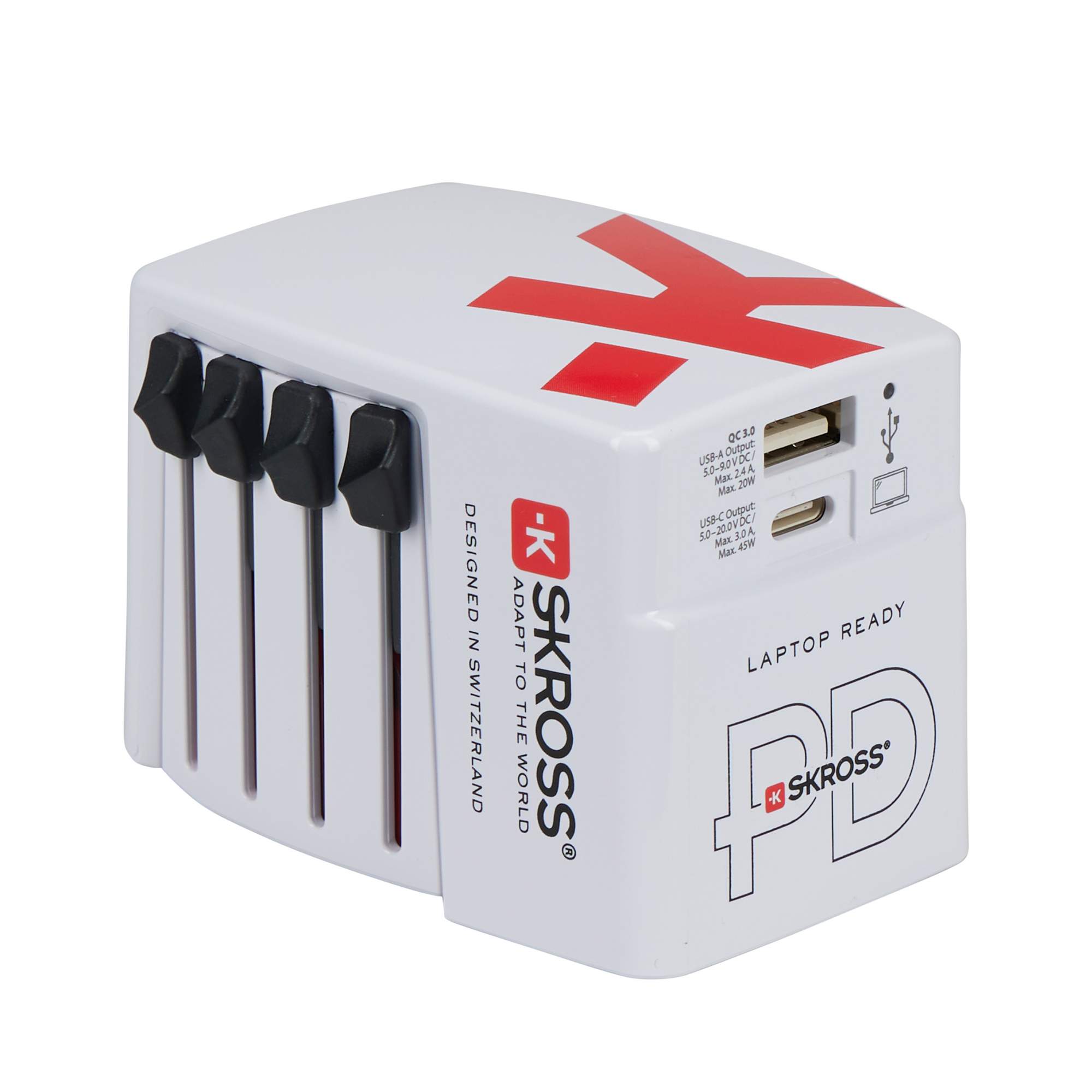SKROSS WORLD USB CHARGER AC45PD WITH USB-C CABLE - Reisestecker