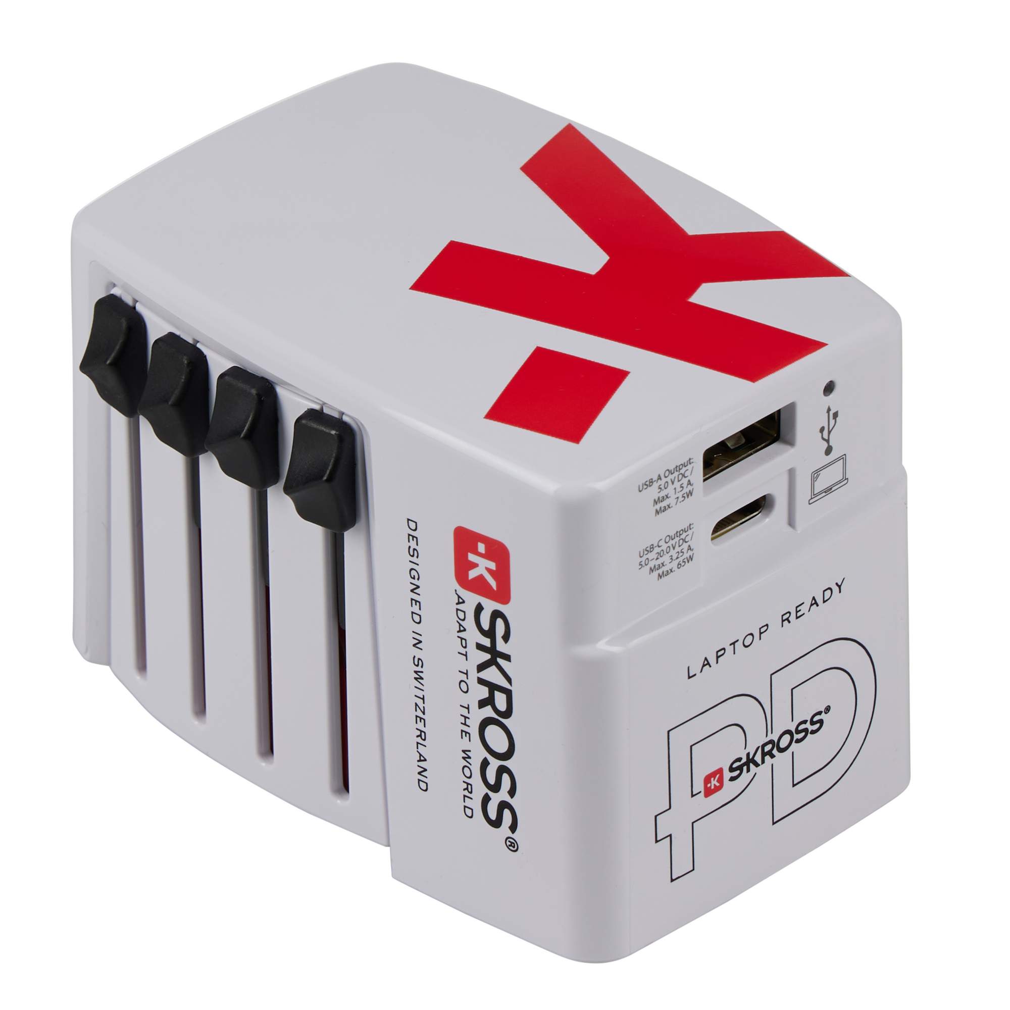 SKROSS WORLD USB CHARGER AC65PD WITH USB-C CABLE - Reisestecker