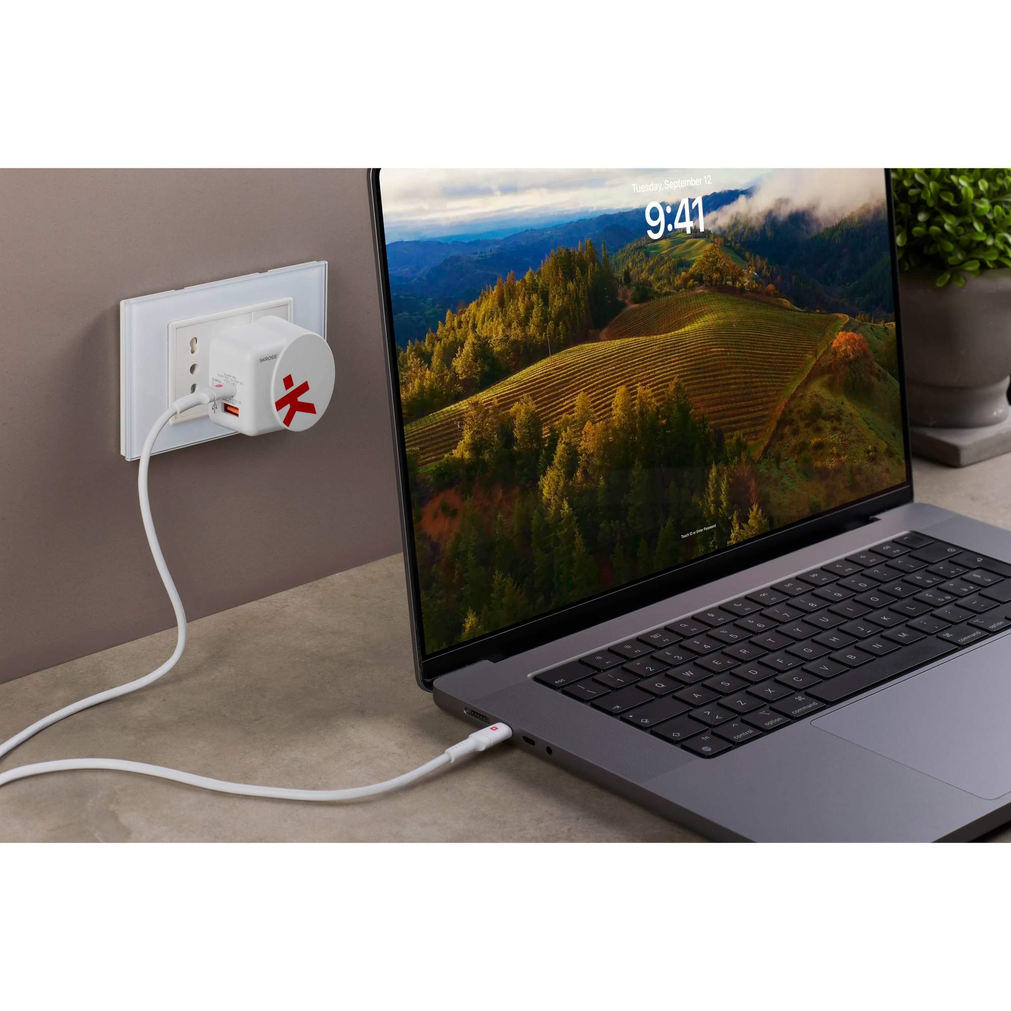 SKROSS EURO USB CHARGER AC65PD WITH USB-C CABLE - Reisestecker
