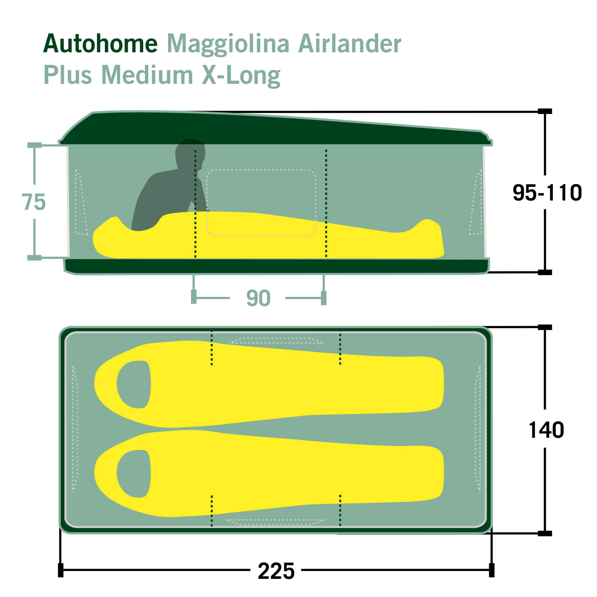 Autohome MAGGIOLINA AIRLANDER PLUS MEDIUM X-LONG - Dachzelt