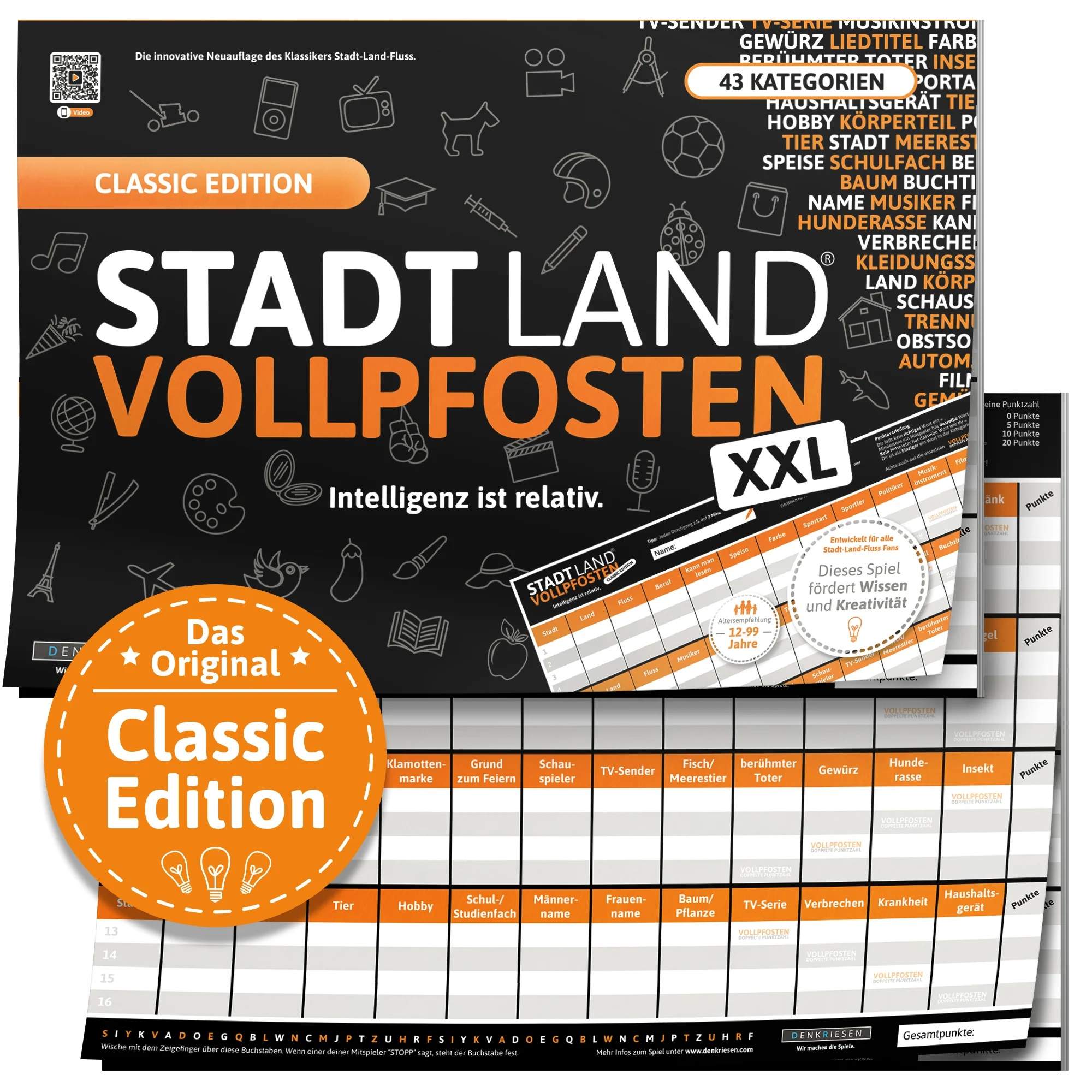 Denkriesen STADT LAND VOLLPFOSTEN - CLASSIC EDITION - \'INTELLIGENZ IST - Reisespiel Denkriesen STADT LAND VOLLPFOSTEN - CLASSIC EDITION - \'INTELLIGENZ IST - Reisespiel