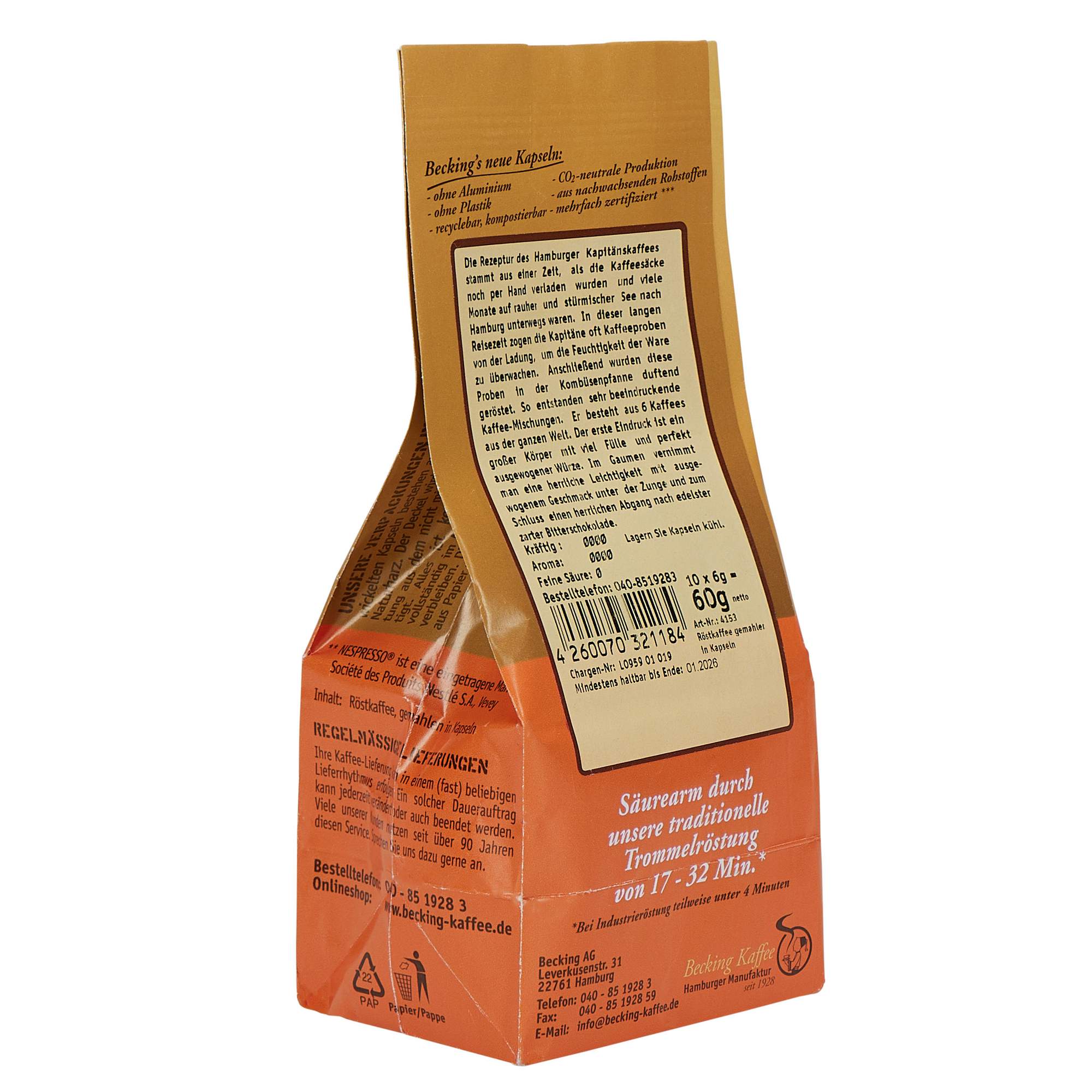 Becking Kaffee KAPSELN HAMBURGER KAPITÄNSKAFFEE - Kaffee