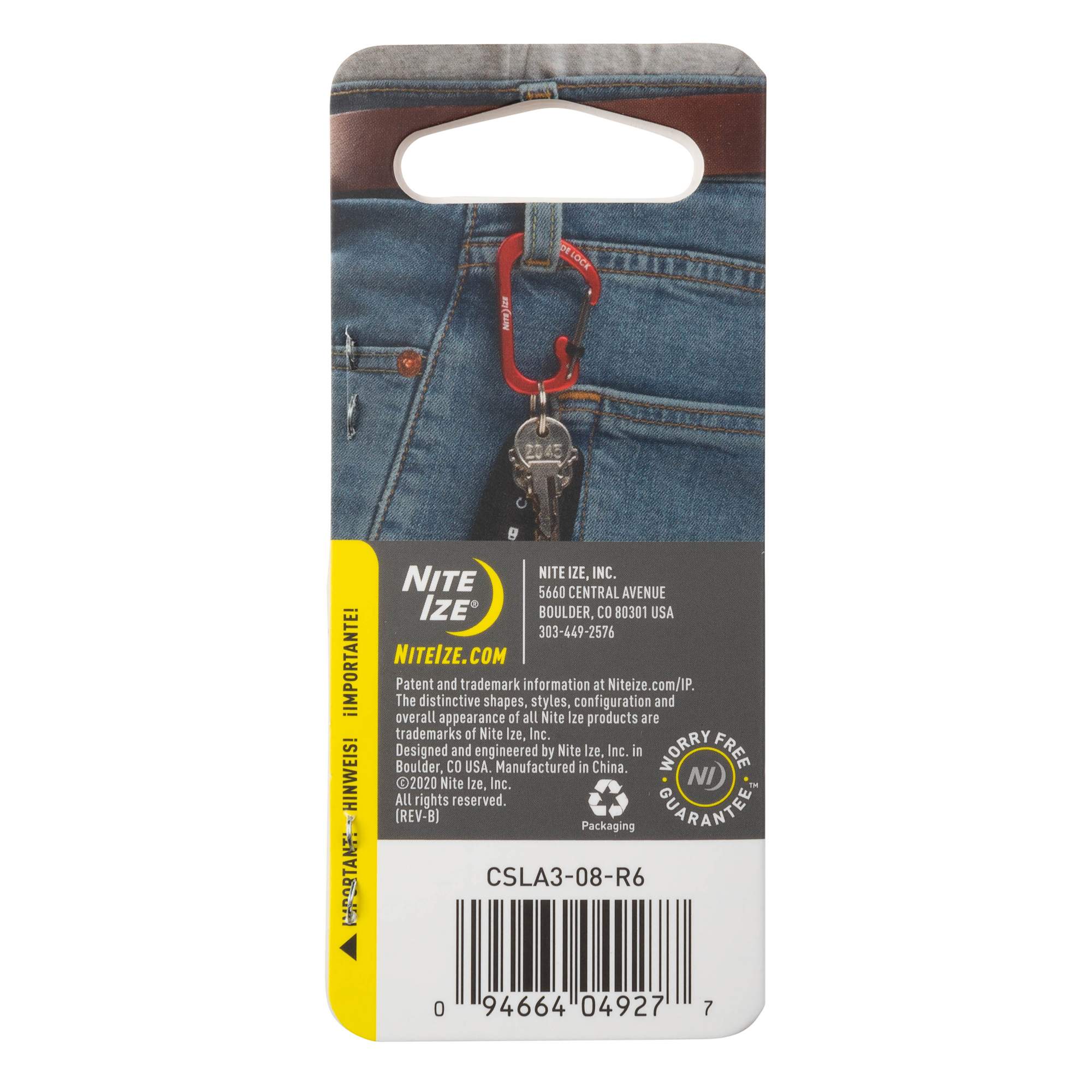 Nite Ize SLIDELOCK CARABINER ALUMINUM - Schlüsselanhänger Nite Ize SLIDELOCK CARABINER ALUMINUM - Schlüsselanhänger