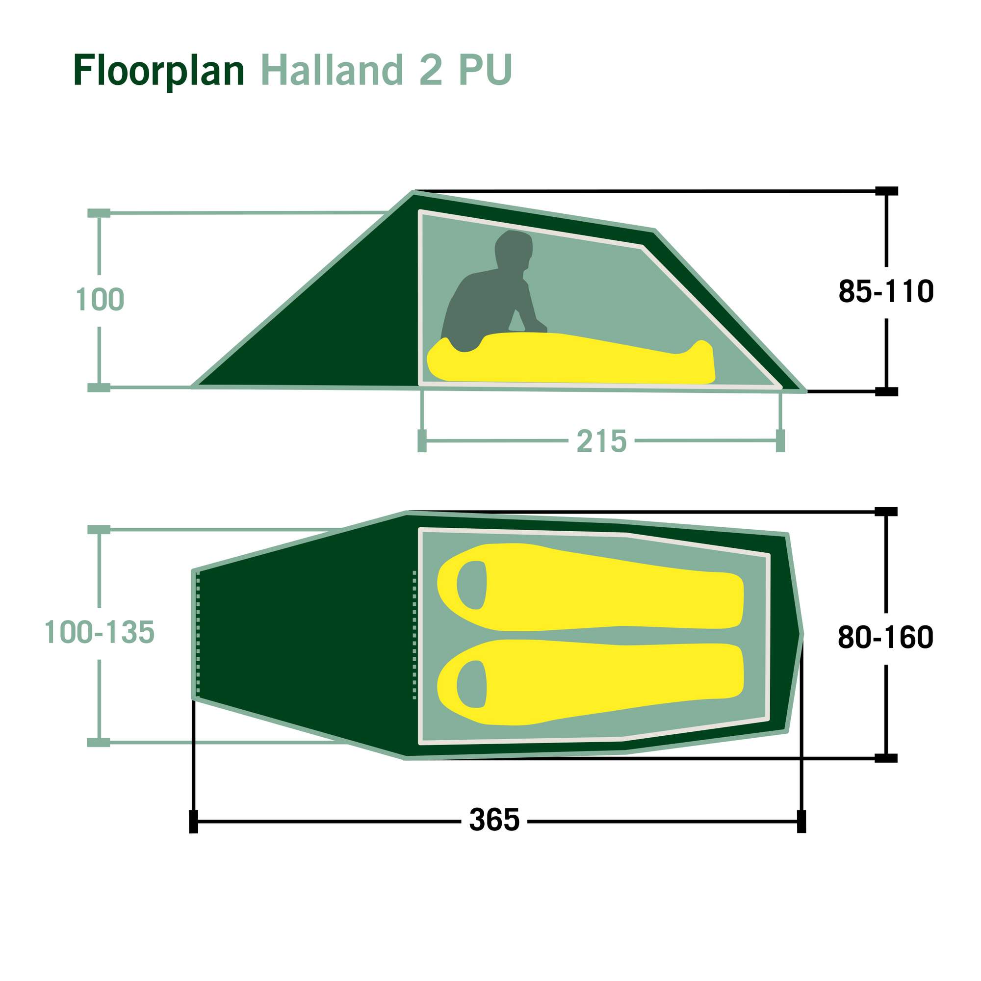 Nordisk HALLAND 2 PU (2.0) TENT - Tunnelzelt