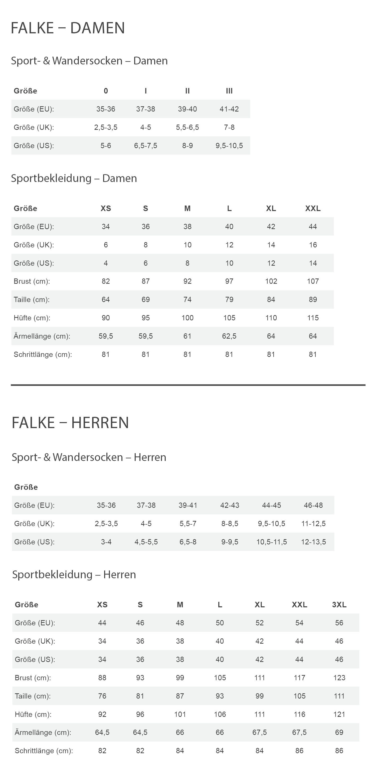 Falke TK1 ADVENTURE COOL W Damen - Wandersocken Größentabelle