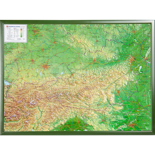 ÖSTERREICH RELIEFKARTE 78X58CM M. RAHMEN - Karte Ansicht 1
