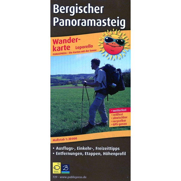 BERGISCHER PANORAMASTEIG WANDERKARTE 1 : 30.000 - Wanderkarte Ansicht 1