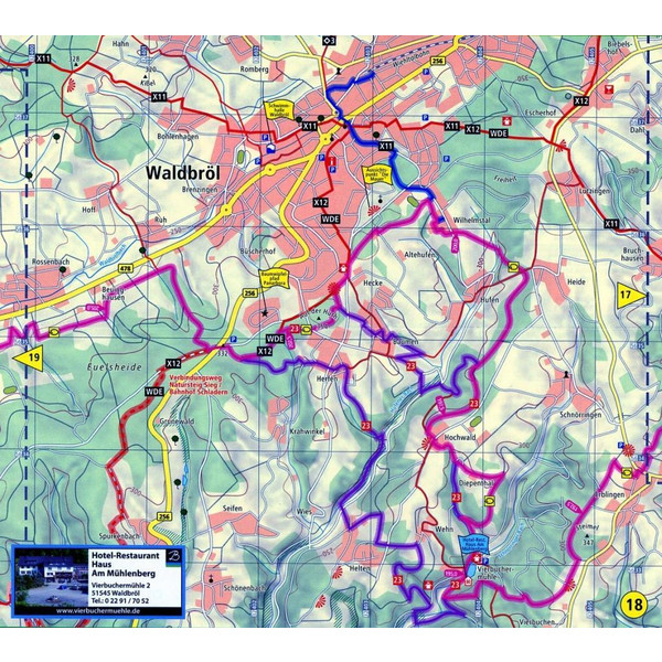 BERGISCHER PANORAMASTEIG WANDERKARTE 1 : 30.000 - Wanderkarte Ansicht 2