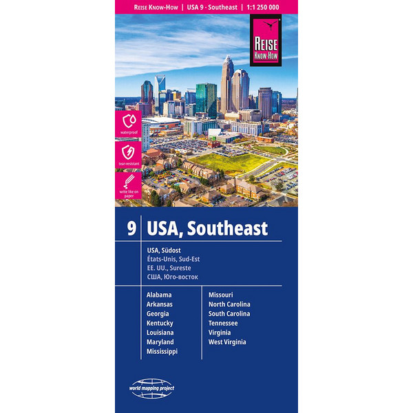 WMP USA 9 SÜDOST 1:1.250.000 - Straßenkarte