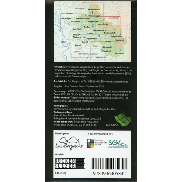 NATURPARK BERGISCHES LAND #1 1:25.000 - Wanderkarte Ansicht 2