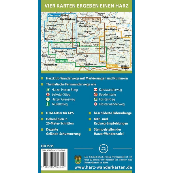 DER HARZ IN 4 TEILEN. FAHRRAD- UND WANDERKARTE - Fahrradkarte Ansicht 2