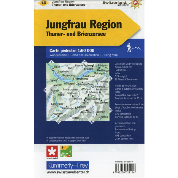KUF WK 18 JUNGFRAU-REGION 1:60.000 - Wanderkarte Ansicht 2