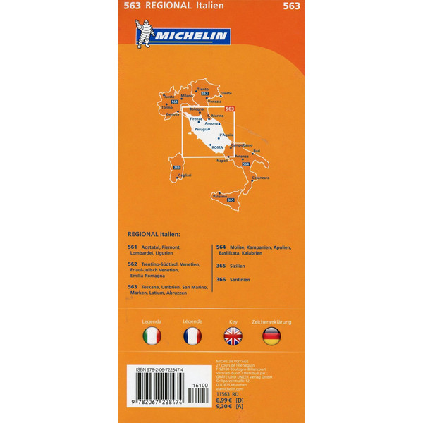 MICHELIN TOSKANA, UMBRIEN, SAN MARINO - Straßenkarte Ansicht 2