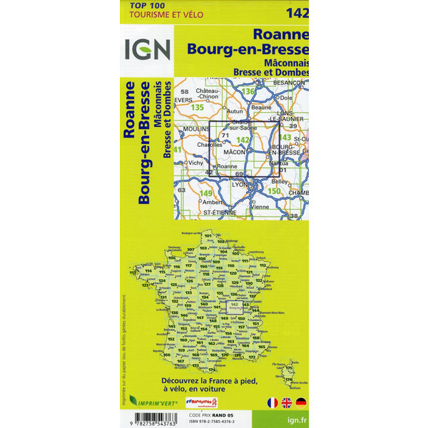 IGN 142 ROANNE MÂCON 1:100 000 - Karte Ansicht 2