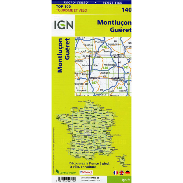 IGN 140 MONTLUÇON GUÉRET 1:100 000 - Karte Ansicht 2