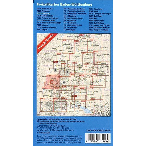 OFFENBURG, ORTENAU, KINZIGTAL. FREIZEITK - Wanderkarte Ansicht 2