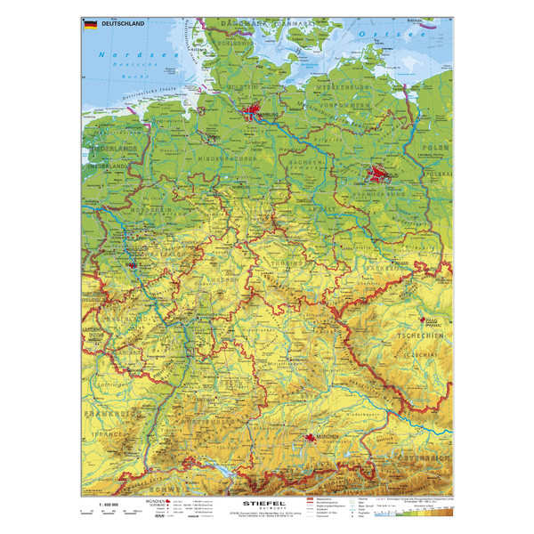 PHYSISCH. WANDKARTE MIT METALLLEISTE - Poster