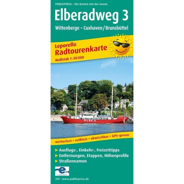 ELBERADWEG 3. WITTENBERGE - CUXHAVEN 1 : - Fahrradkarte Ansicht 1