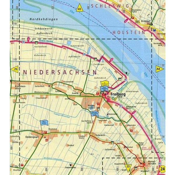 ELBERADWEG 3. WITTENBERGE - CUXHAVEN 1 : - Fahrradkarte Ansicht 2
