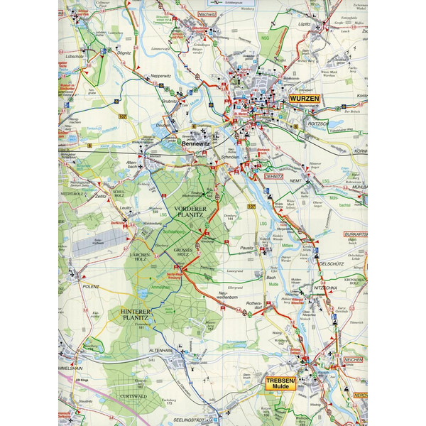 MULDENTAL, GRIMMA, WURZEN, EILENBURG UND - Wanderkarte Ansicht 3