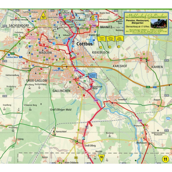 RADWANDERKARTE SPREERADWEG 1 : 50 000 - Fahrradkarte Ansicht 2