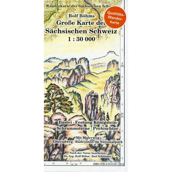 GROßE KARTE DER SÄCHSISCHEN SCHWEIZ - Wanderkarte Ansicht 1