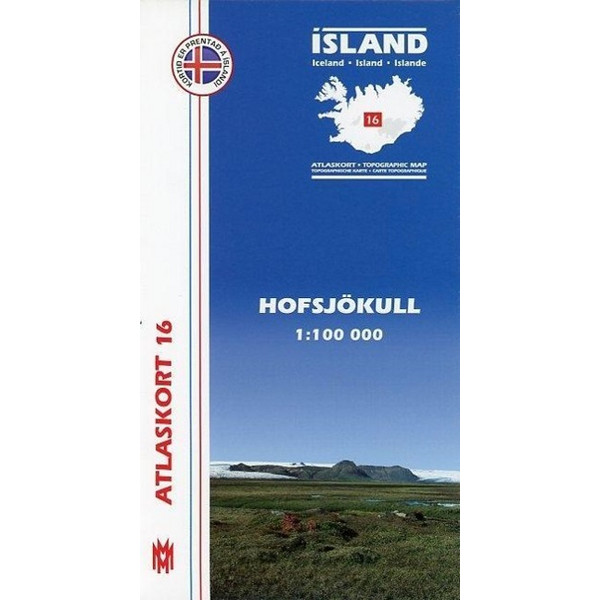 ATLASKORT 16: HOFSJÖKULL 1:100.000 - Wanderkarte Ansicht 1