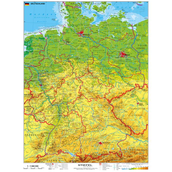 PHYSISCH 1 : 1 100 000 OHNE METALLLEISTE - Poster