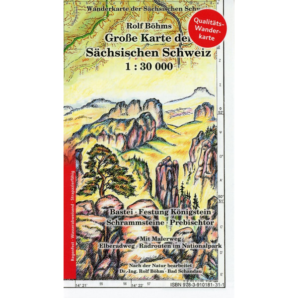 GROSSE KARTE DER SÄCHSISCHEN SCHWEIZ LAMINIERT 1 : 30.000 - Wanderkarte Ansicht 1