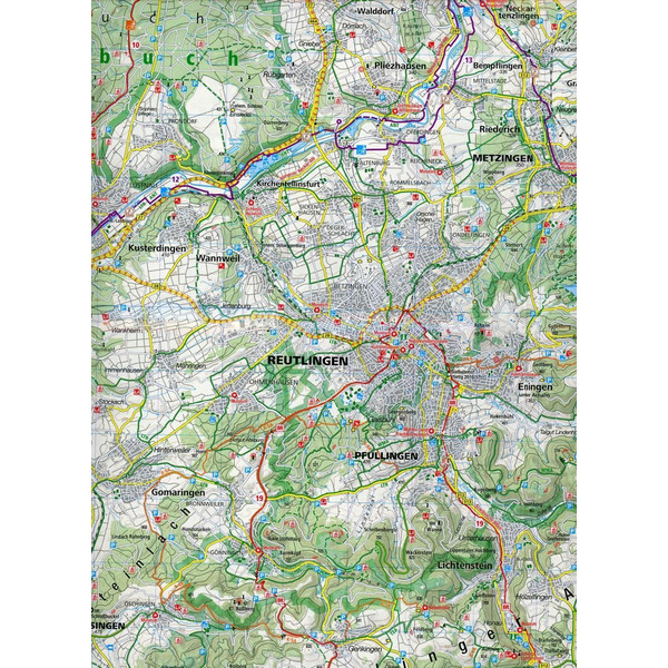 STUTTGART - REUTLINGEN - MÜNSINGER ALB 1 - Fahrradkarte Ansicht 2